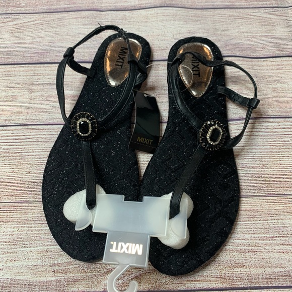 Mixit Shoes - Mixit Black Gemstone Sandals NWT